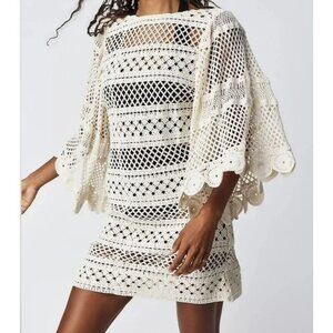 Free People $330 Jens Pirate Booty Crochet Boho Mini Dress w/ Liner M/L NWT